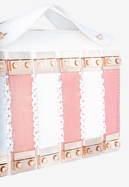 Secret Code Multibuckle Bag in Pink White