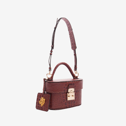 Oval Vanity Bag in Brown Croc