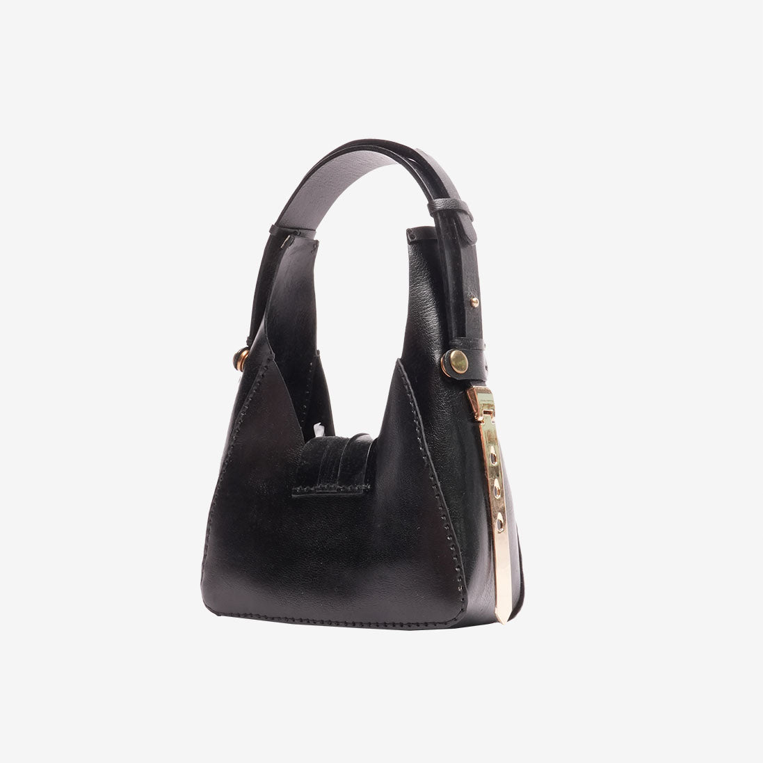 Verona Bag in Full Black Leather - Adjustable Strap