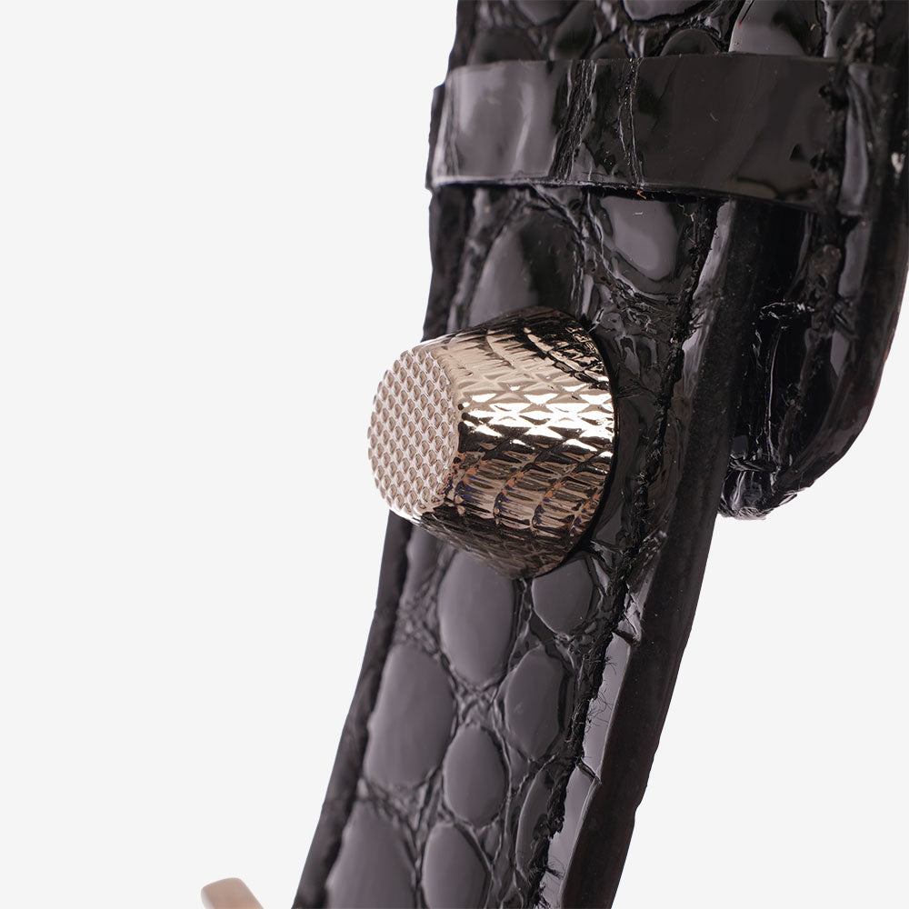 Motorcycle Baguette in Black Crocskin Medium Size