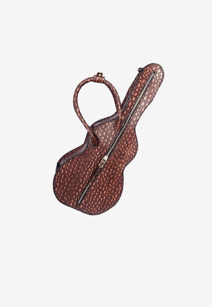 Violin Bag in Brown Crocskin with Strap