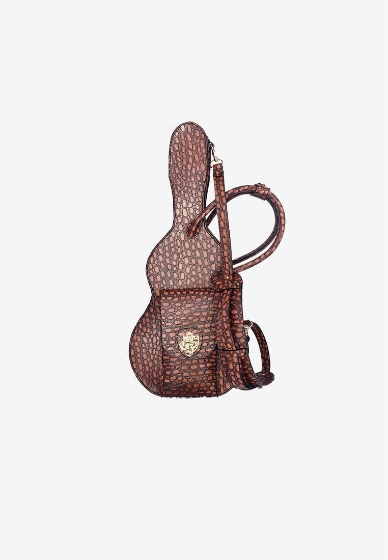 Violin Bag in Brown Crocskin with Strap