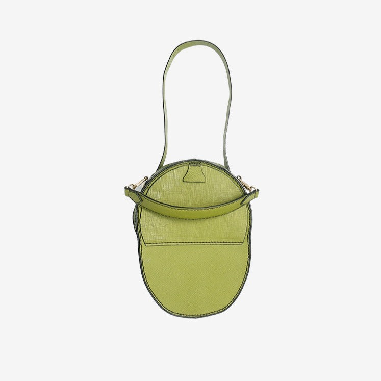 Baseball Cap Style Bag in Green Saffiano Leather