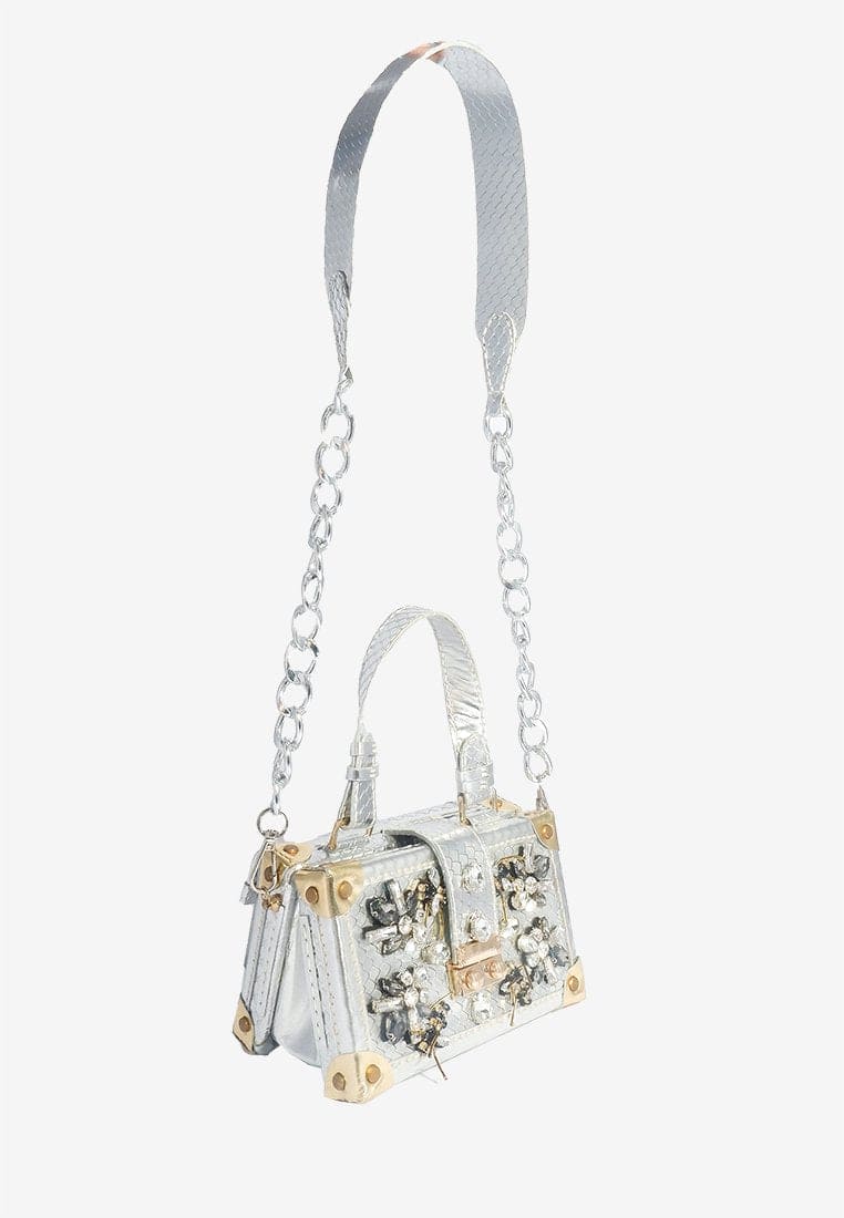 W Trunk Bag Silver Gold Ice with Strap