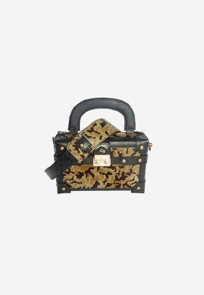 Trunk Handle Bag in Camouflage Leather with Shoulder Strap