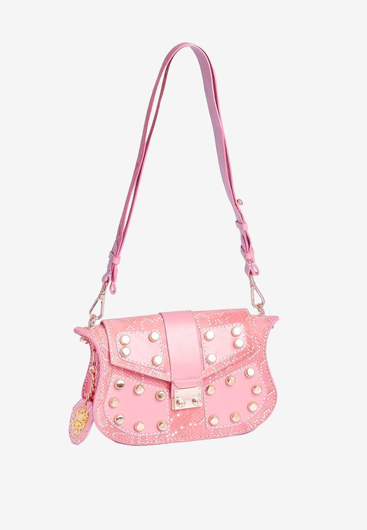 Harlow Bag - 3 Way Bagpack & Crossbody Sling Bag - Matte Pink Snakeskin