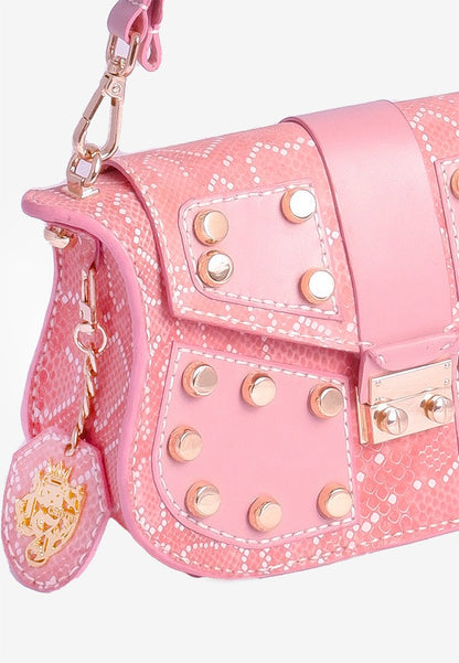 Harlow Bag - 3 Way Bagpack & Crossbody Sling Bag - Matte Pink Snakeskin