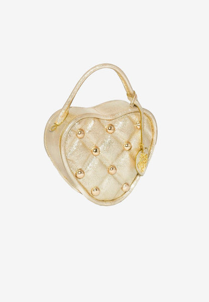 Heart Vanity Bag Studded in Light Gold Glitter