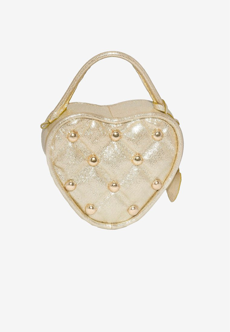 Heart Vanity Bag Studded in Light Gold Glitter