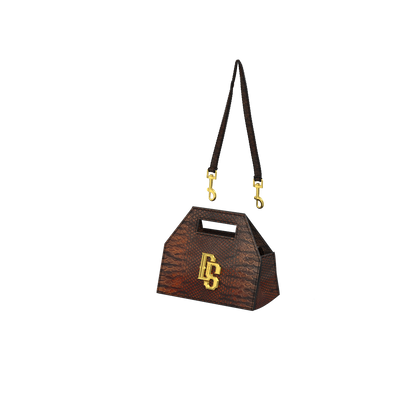 Cake Box Bag in Brown Exotic Leather