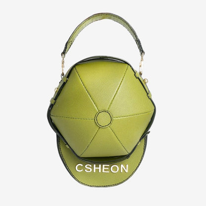 Baseball Cap Style Bag in Green Saffiano Leather