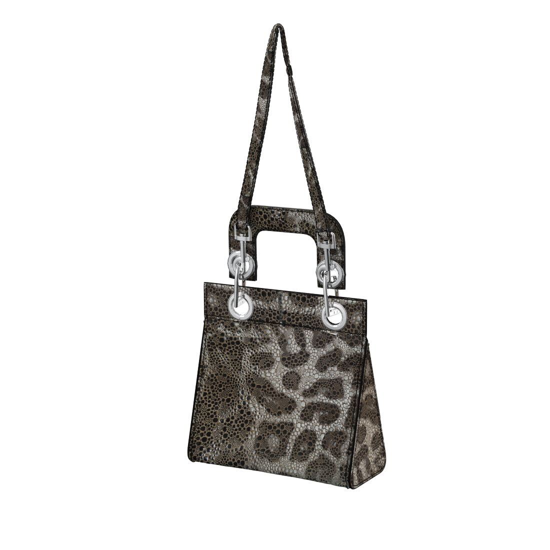 Celia Lace Up Bag in Metallic Leopard Leather