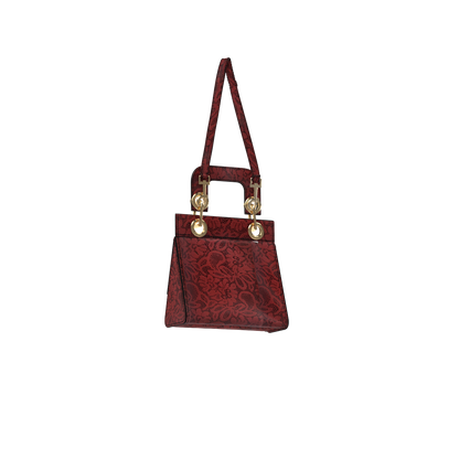 Celia Lace Up Bag in Red Lace Leather